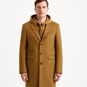 NWT The Kooples Camel Tailored Wool Overcoat‎ Mens Size 46/US M Luxury $775 List